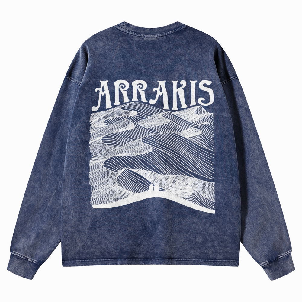 Arrakis Desert Retro Washed Long-Sleeved T-Shirt
