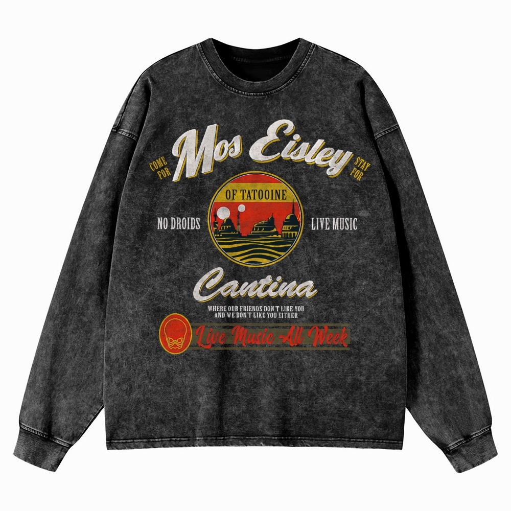 Retro Sci-Fi Tavern Washed Long-Sleeved T-Shirt 