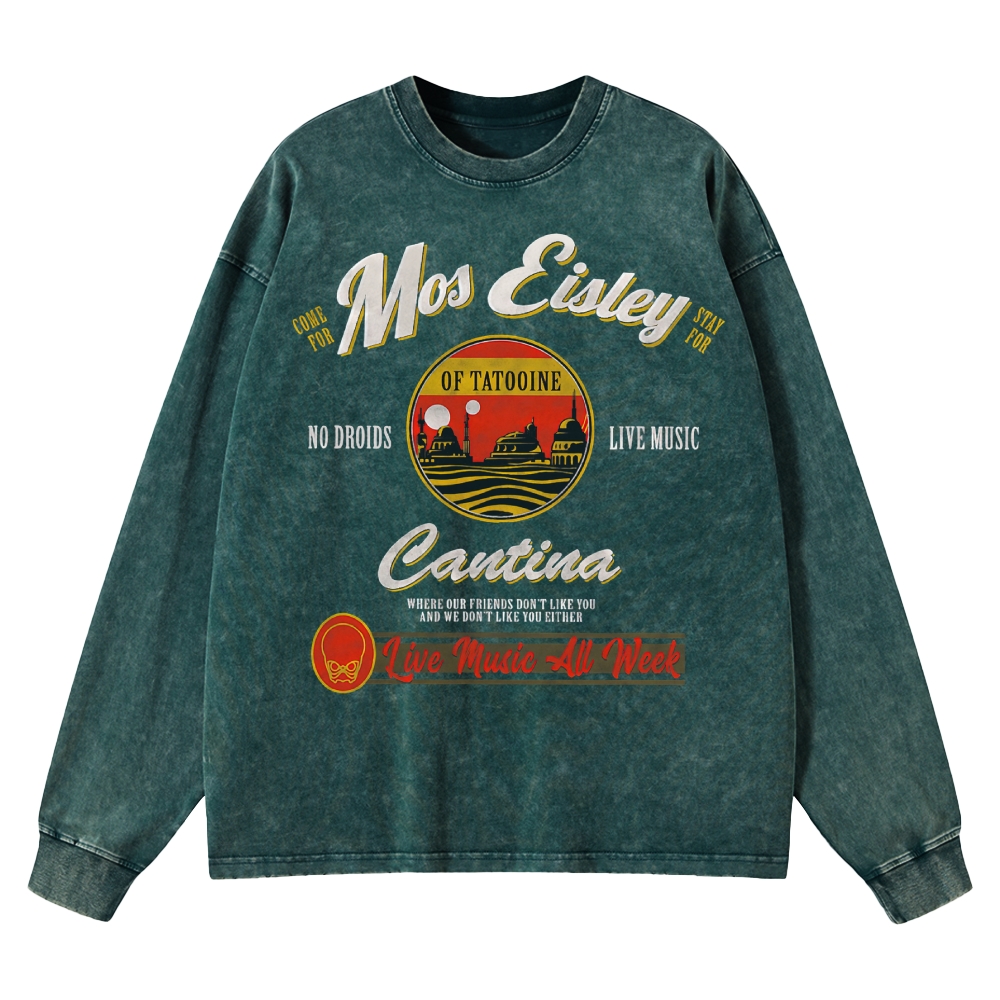 Retro Sci-Fi Tavern Washed Long-Sleeved T-Shirt 