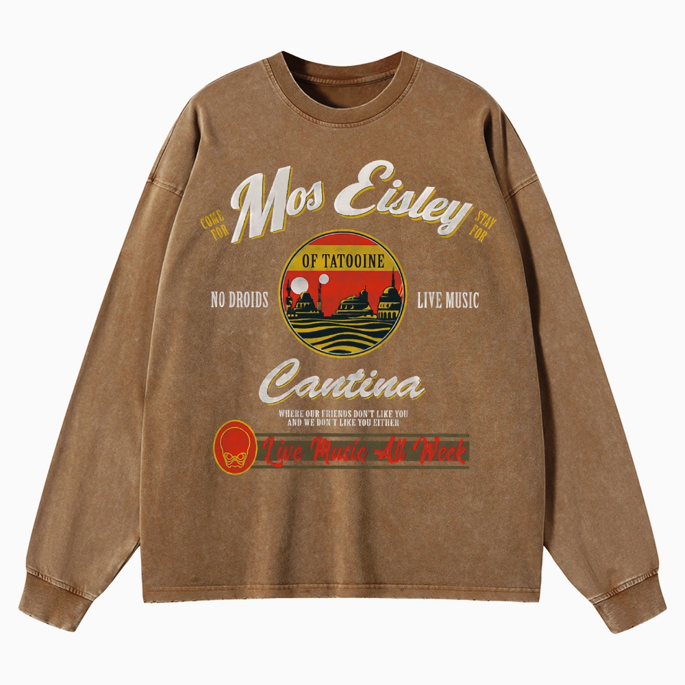 Retro Sci-Fi Tavern Washed Long-Sleeved T-Shirt 