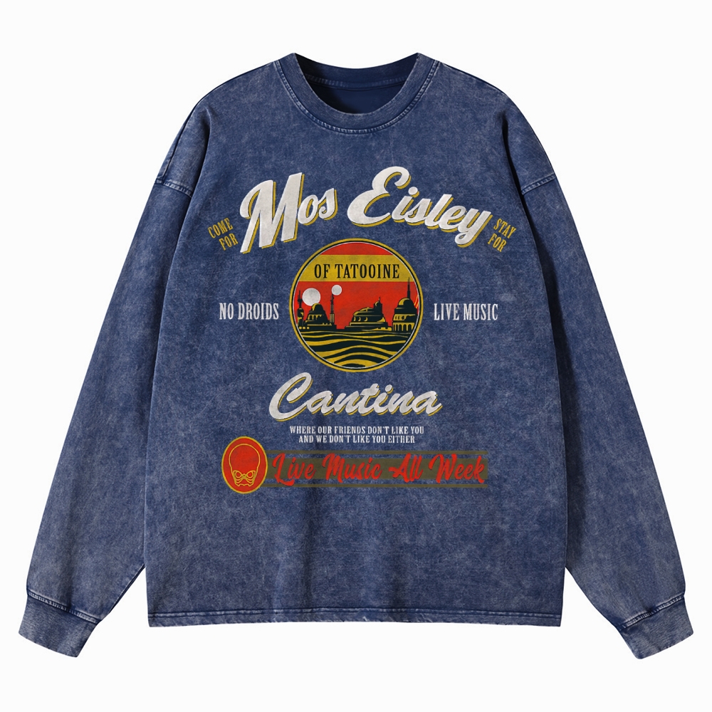 Retro Sci-Fi Tavern Washed Long-Sleeved T-Shirt 