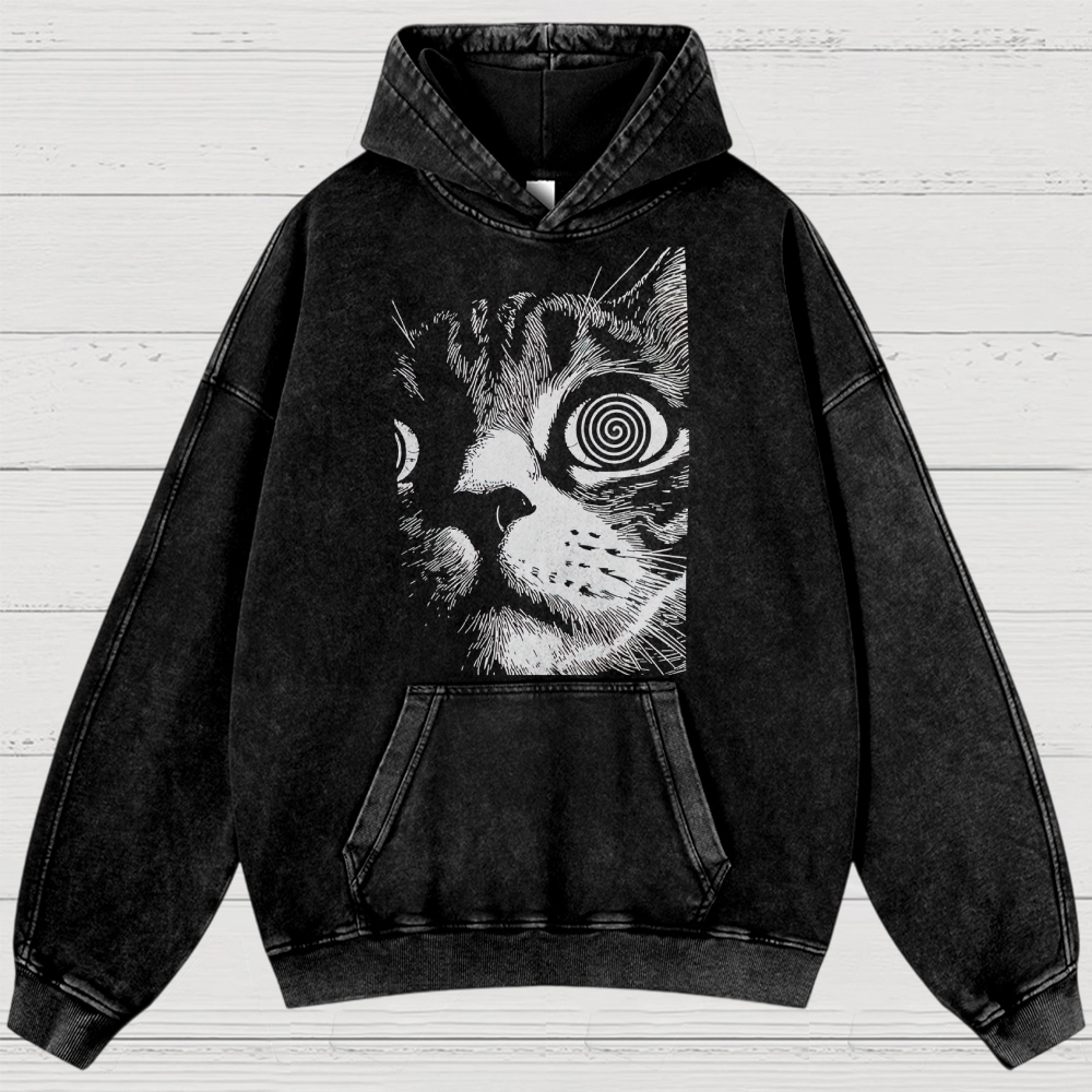 Cat Face Washed Hoodies