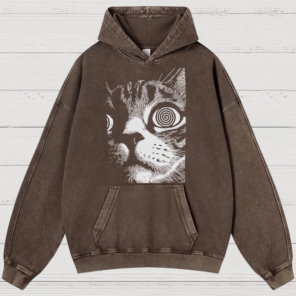 Cat Face Washed Hoodies