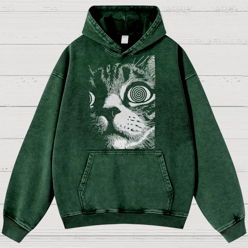 Cat Face Washed Hoodies