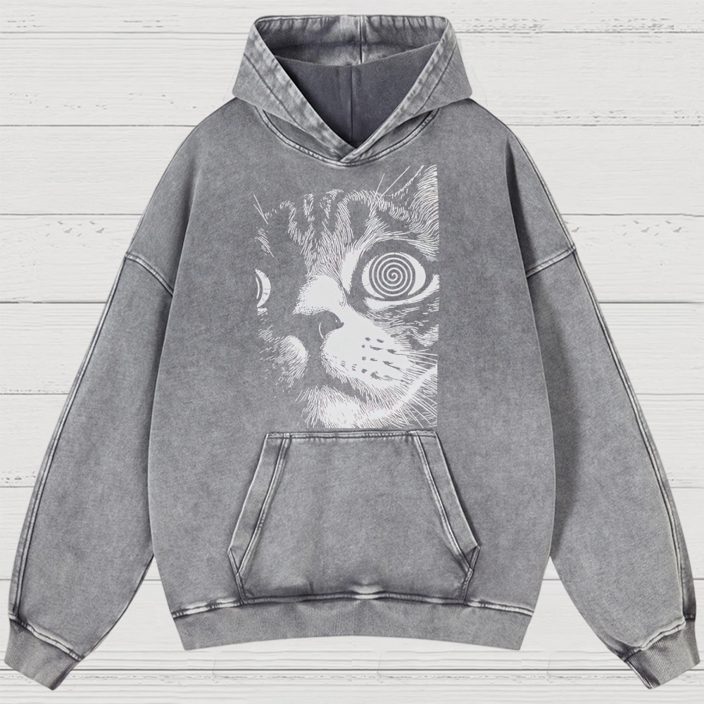 Cat Face Washed Hoodies