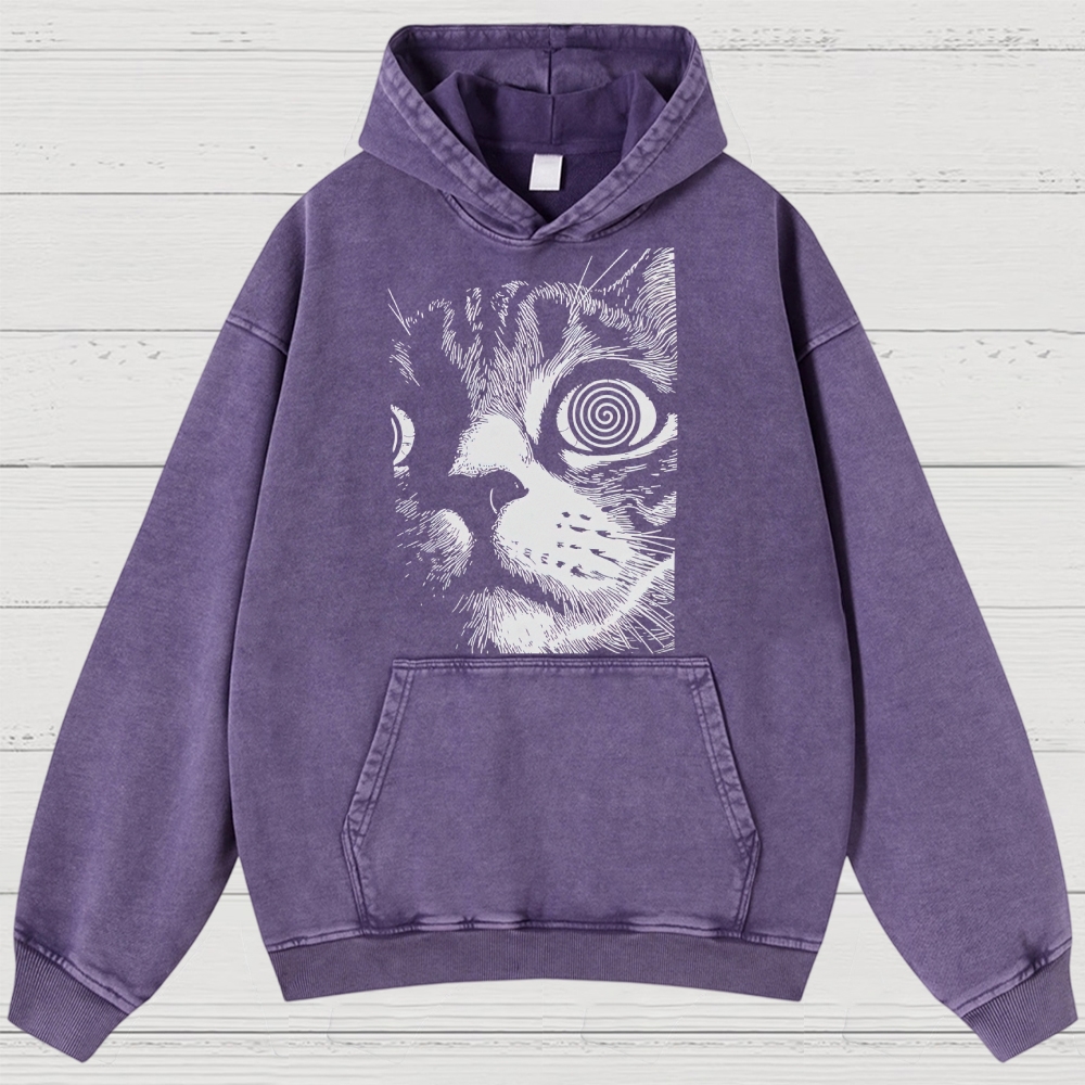 Cat Face Washed Hoodies