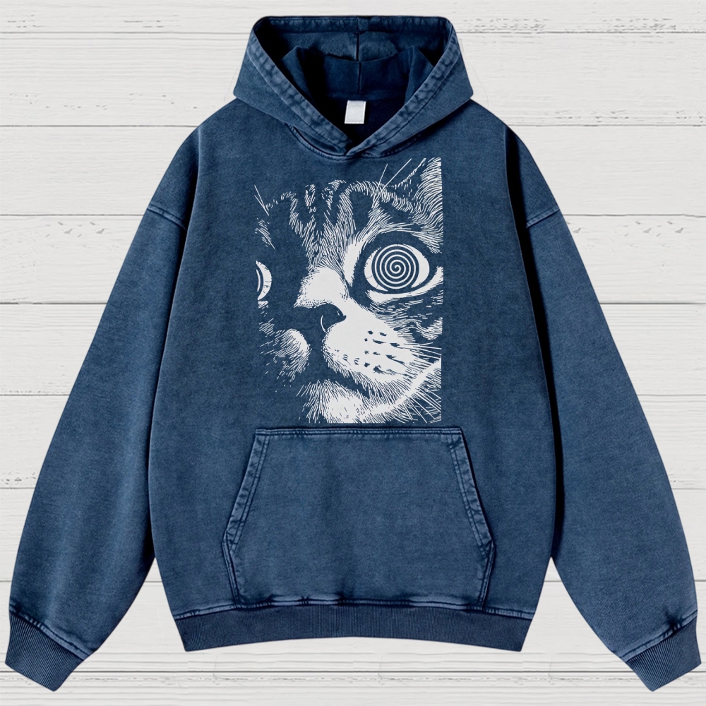 Cat Face Washed Hoodies