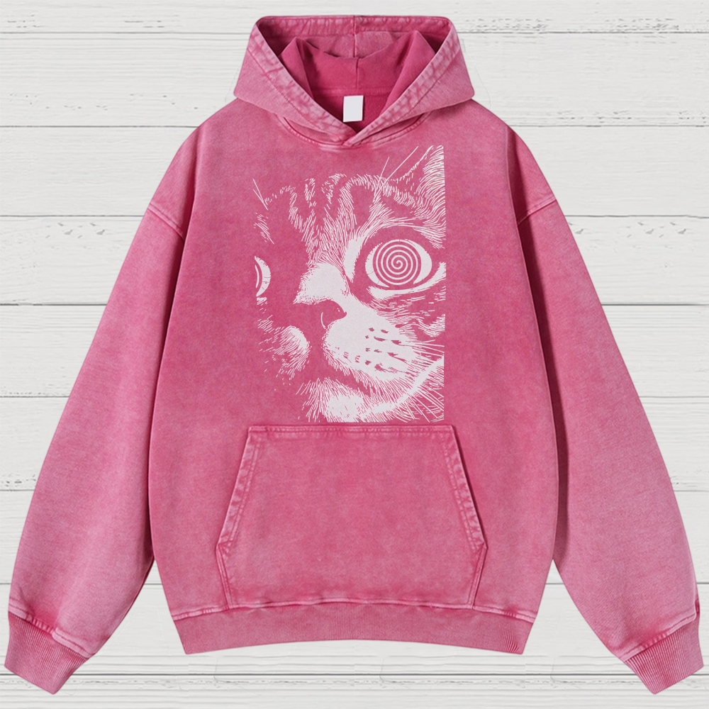 Cat Face Washed Hoodies