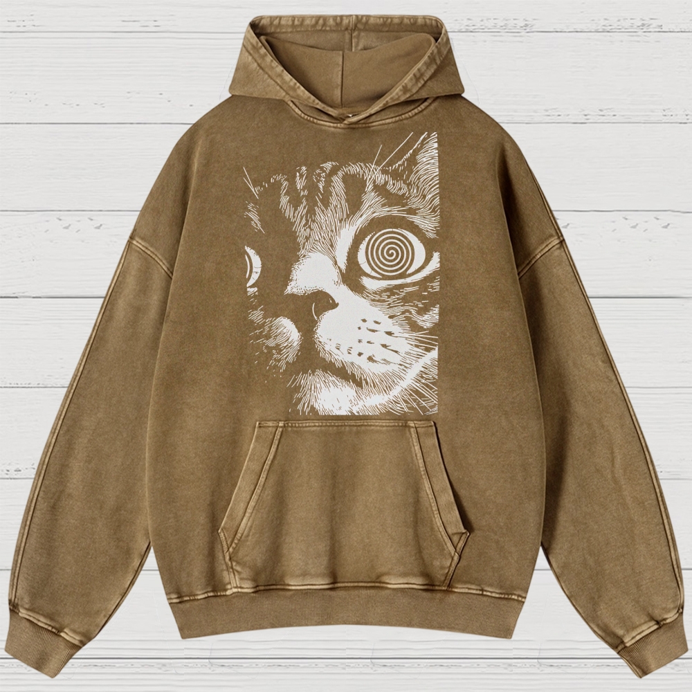 Cat Face Washed Hoodies
