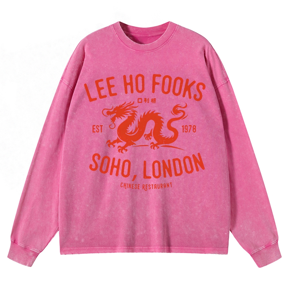Vintage Chinatown Dragon  Washed Long-Sleeved T-Shirt 