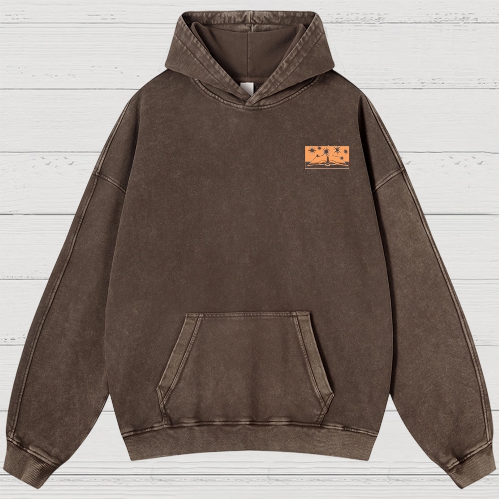 Abstract Media Mind Graphic Washed Hoodies 