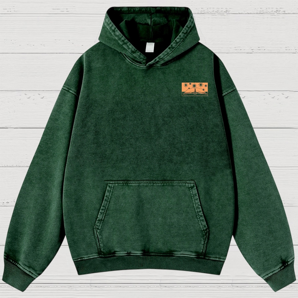 Abstract Media Mind Graphic Washed Hoodies 