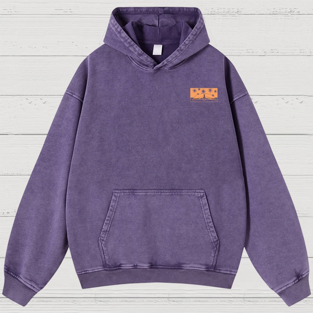 Abstract Media Mind Graphic Washed Hoodies 