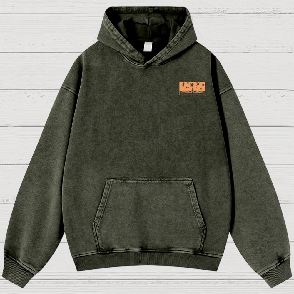 Abstract Media Mind Graphic Washed Hoodies 