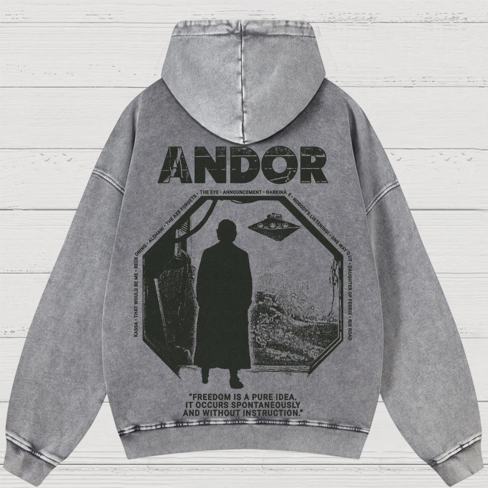 Sci-Fi Rebellion Graphic Retro Washed Hoodies
