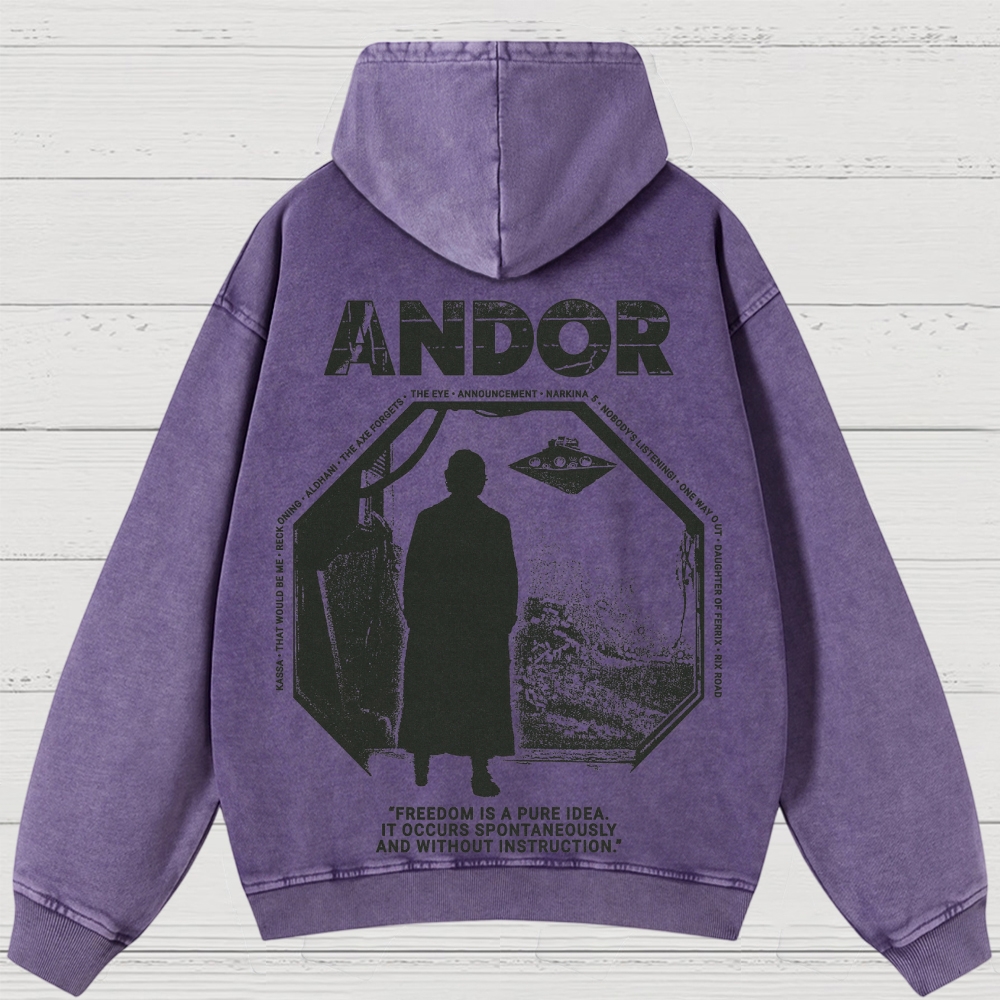 Sci-Fi Rebellion Graphic Retro Washed Hoodies