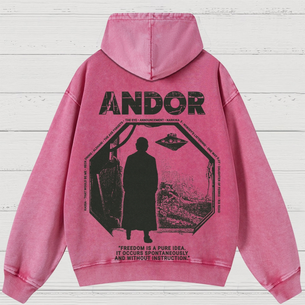 Sci-Fi Rebellion Graphic Retro Washed Hoodies