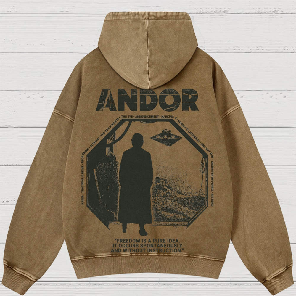 Sci-Fi Rebellion Graphic Retro Washed Hoodies