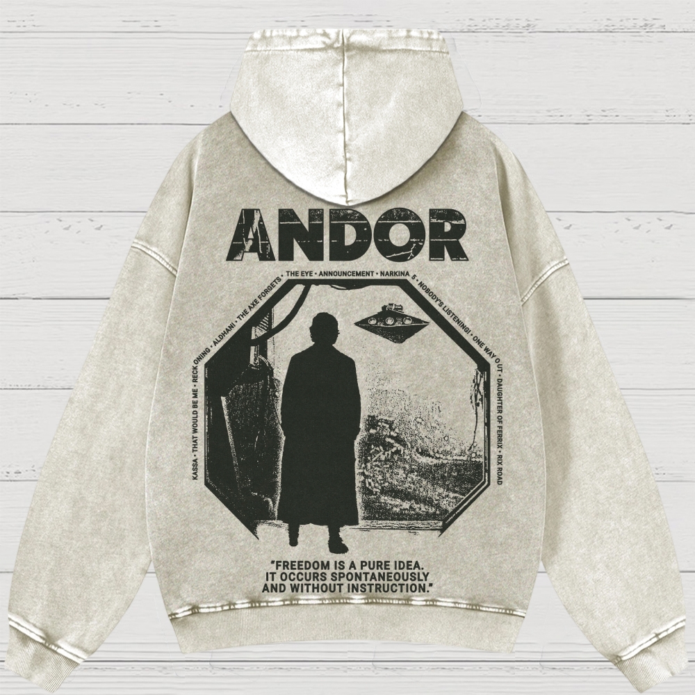Sci-Fi Rebellion Graphic Retro Washed Hoodies