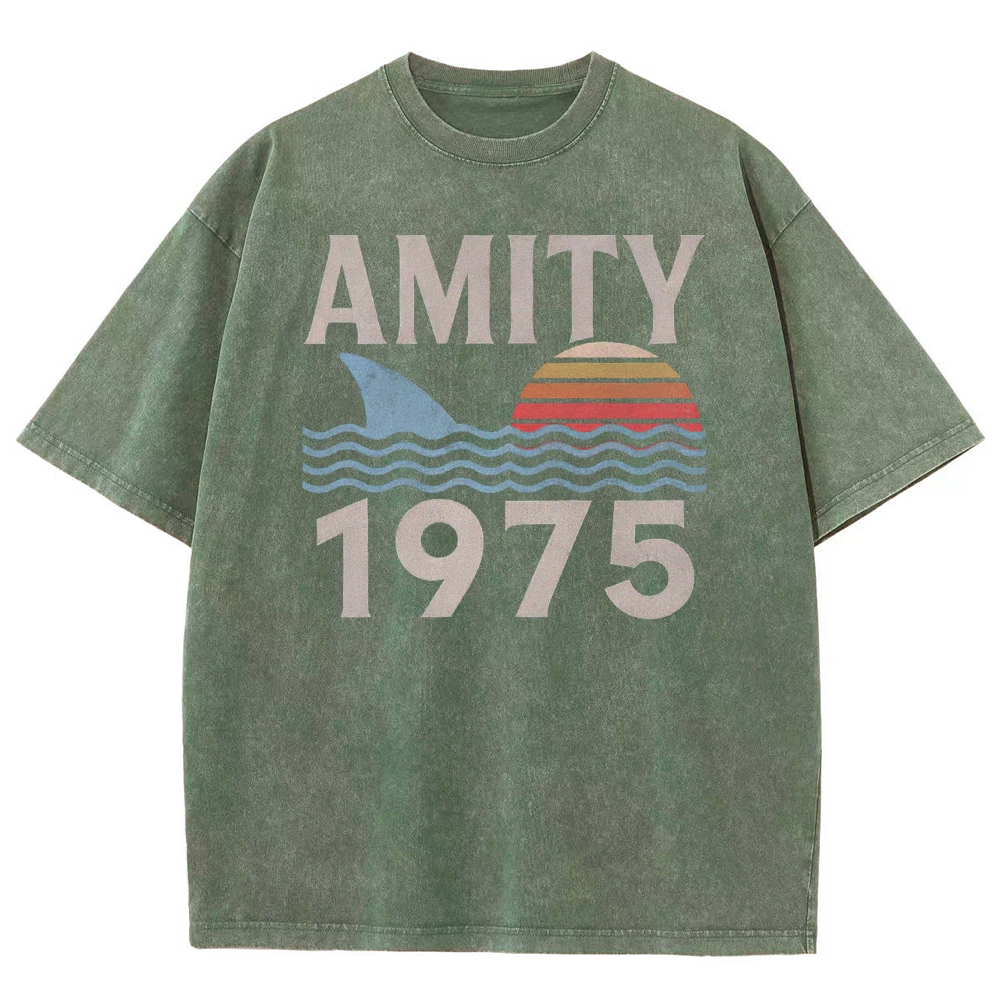 Retro Ocean Sunset 1975 Beach Washed T-Shirt 2511022879
