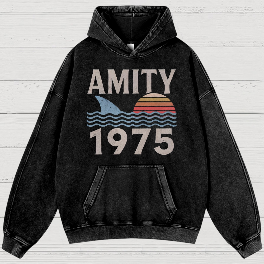 Retro Ocean Sunset 1975 Beach Washed Hoodies 