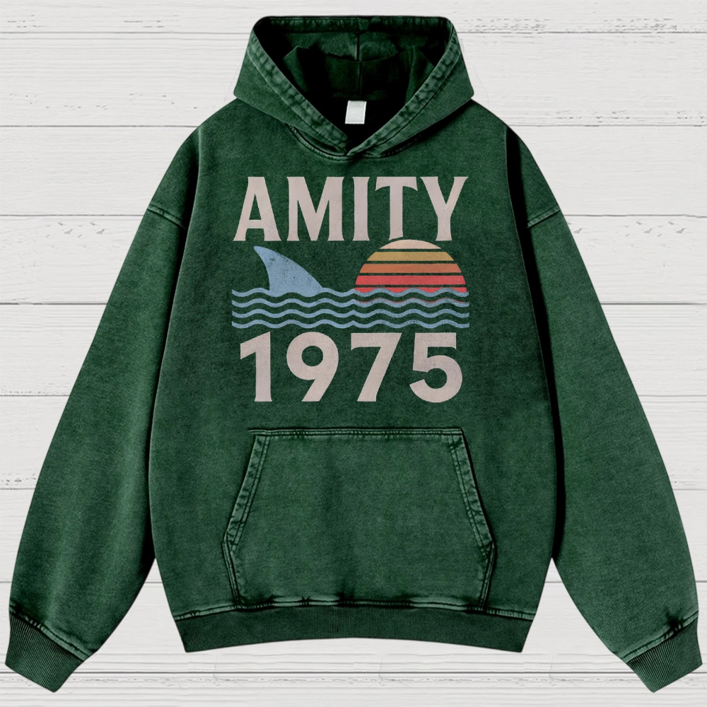 Retro Ocean Sunset 1975 Beach Washed Hoodies 