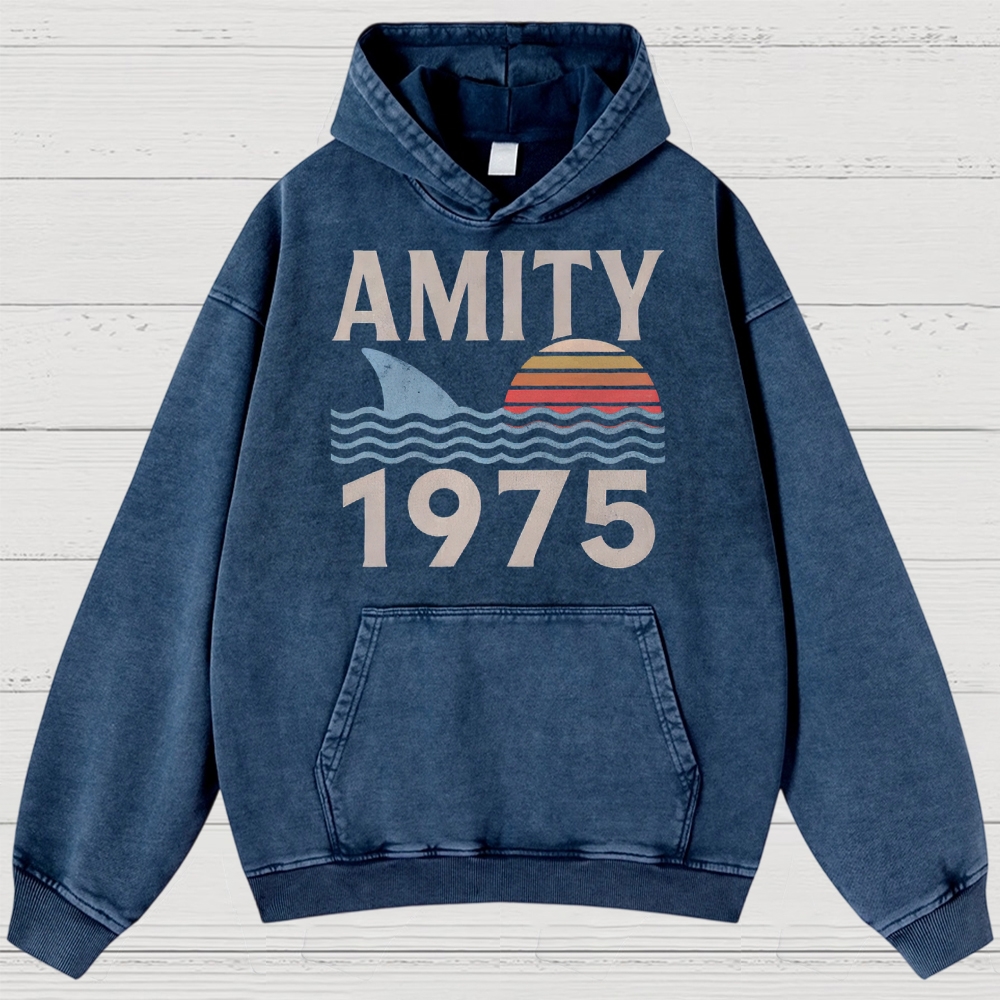 Retro Ocean Sunset 1975 Beach Washed Hoodies 