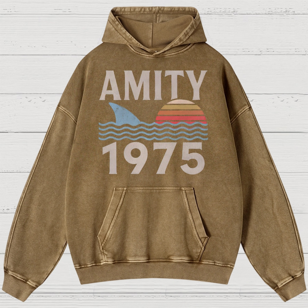 Retro Ocean Sunset 1975 Beach Washed Hoodies 