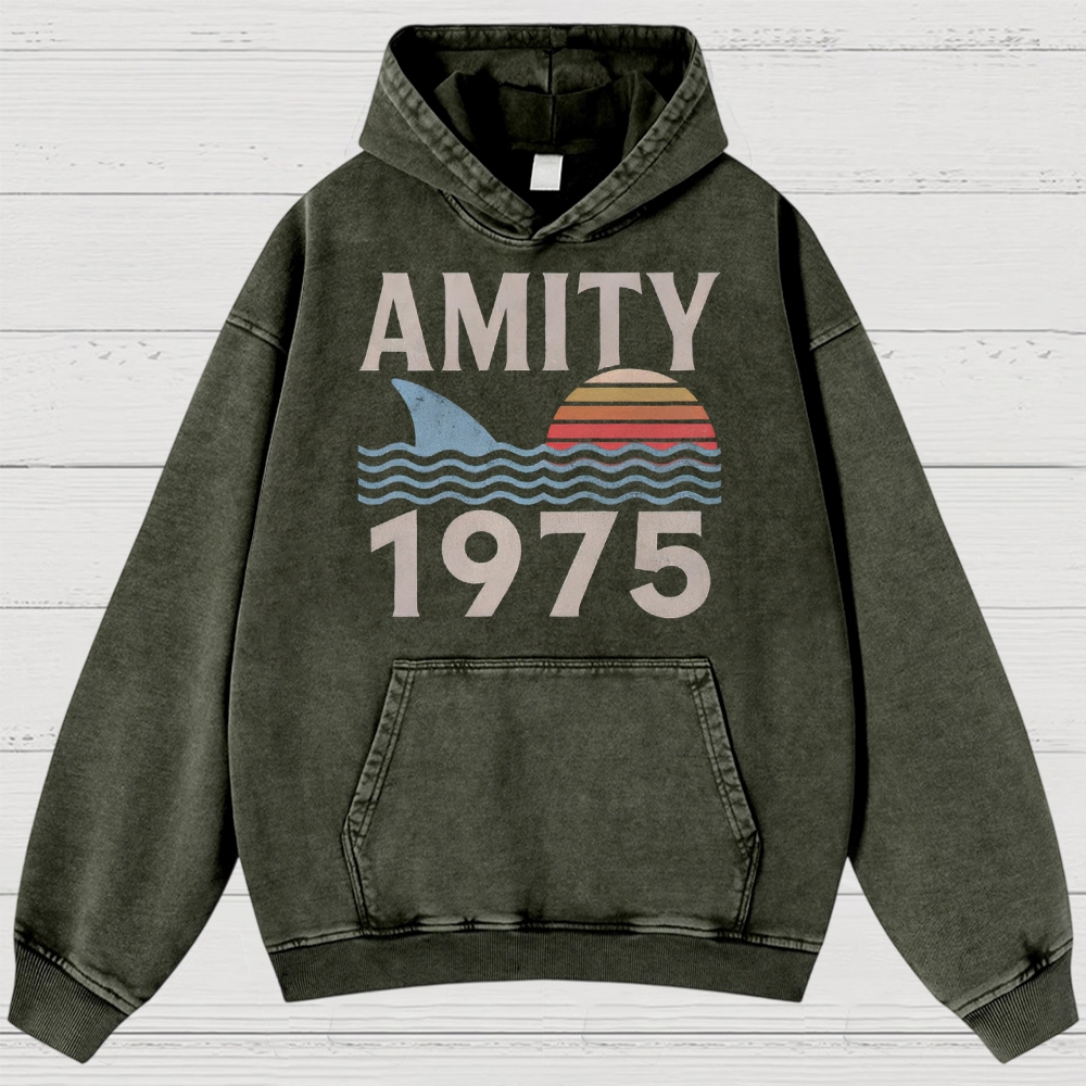 Retro Ocean Sunset 1975 Beach Washed Hoodies 