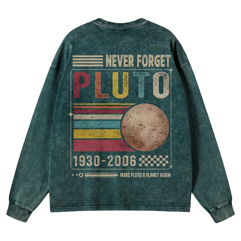 Pluto Tribute Washed Long-Sleeved T-Shirt 