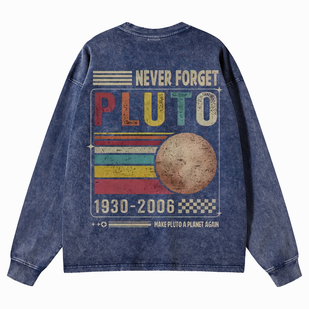 Pluto Tribute Washed Long-Sleeved T-Shirt 