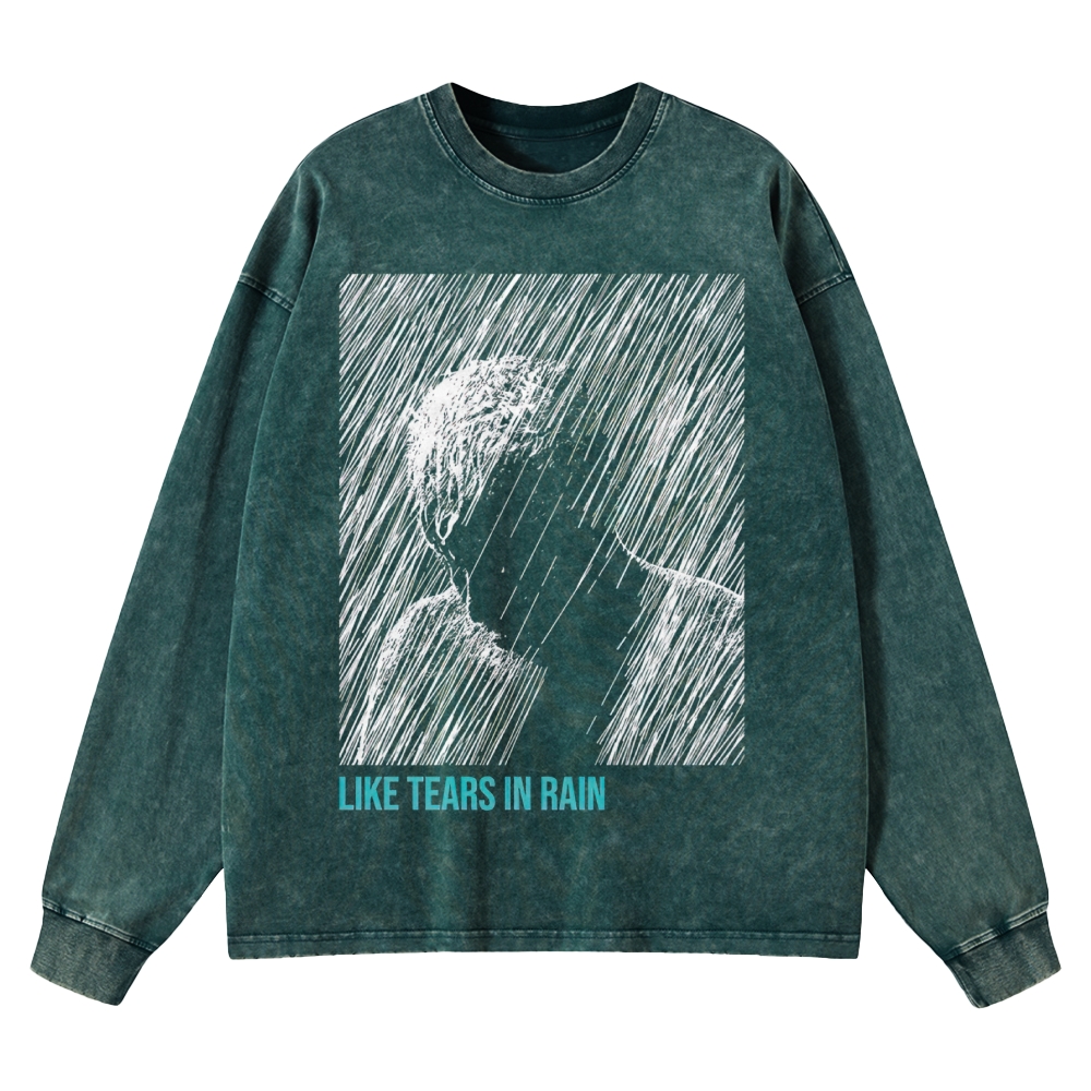 Tears in Rain Washed Long-Sleeved T-Shirt