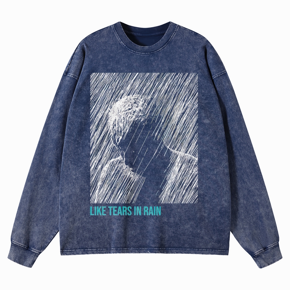 Tears in Rain Washed Long-Sleeved T-Shirt