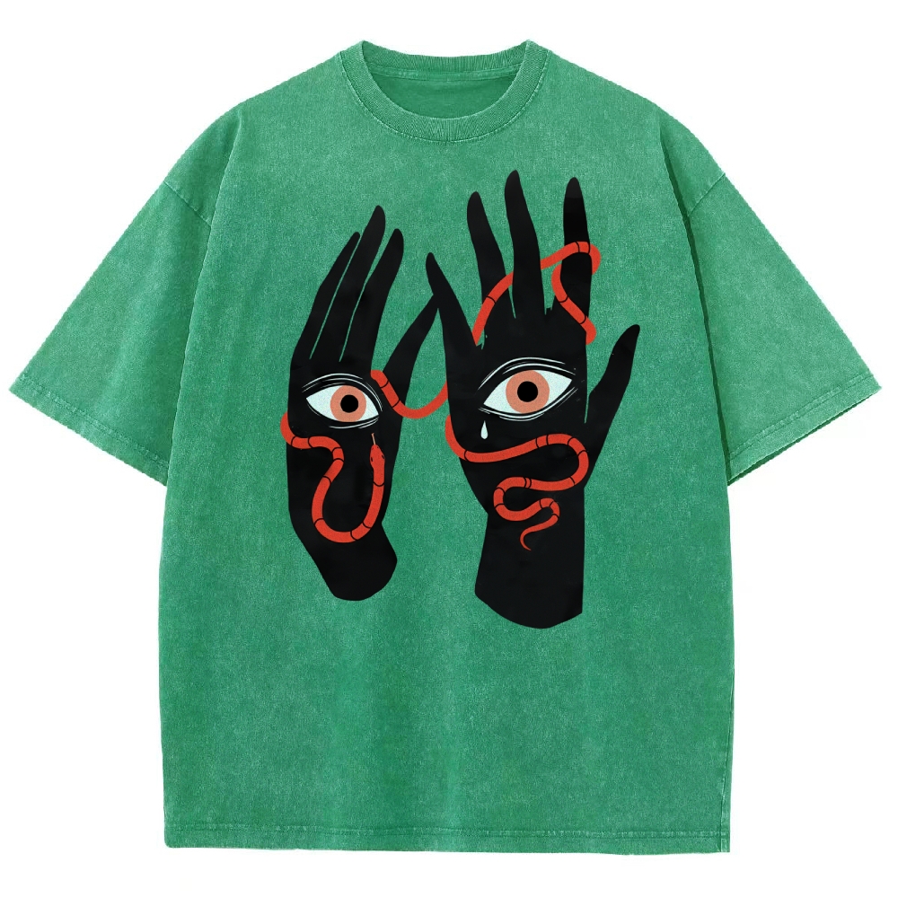 Mystic Serpent Eye Hands Washed T-Shirt 