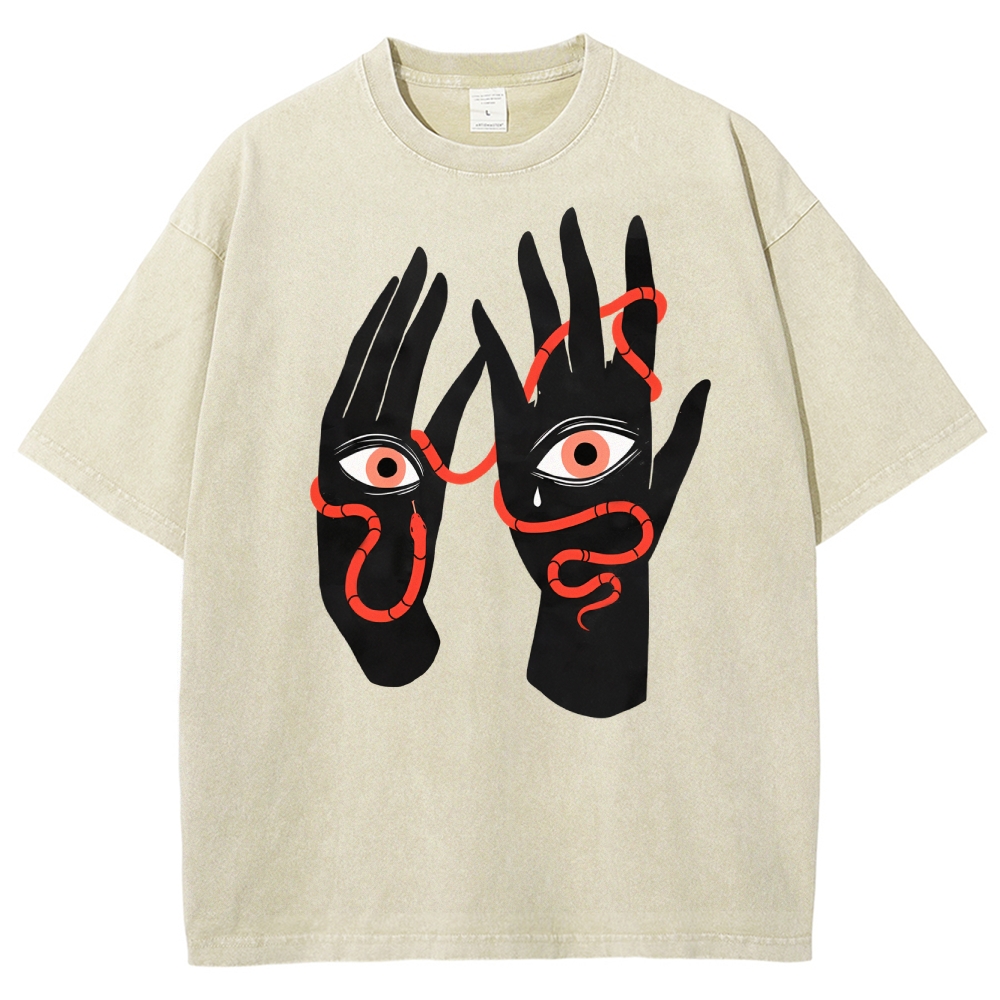 Mystic Serpent Eye Hands Washed T-Shirt 