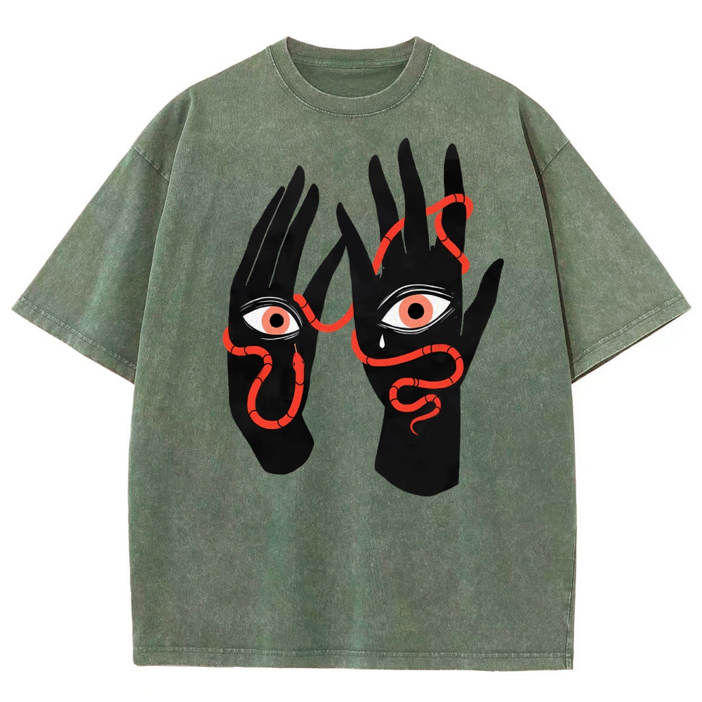 Mystic Serpent Eye Hands Washed T-Shirt 