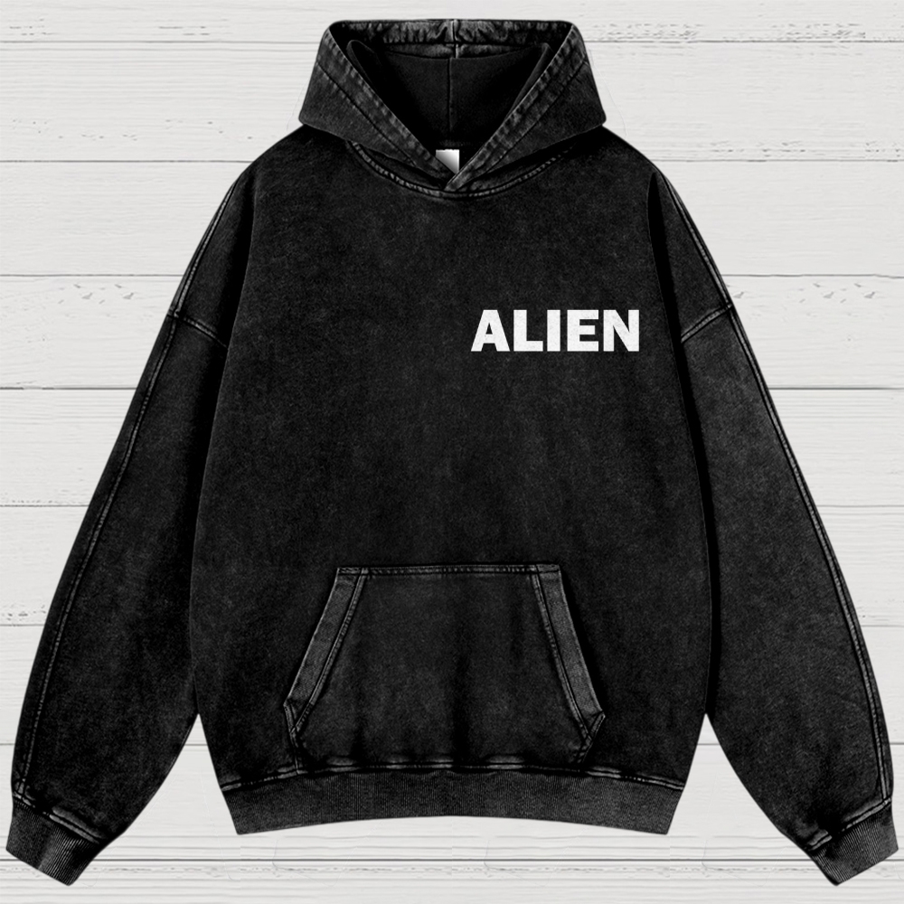 Sci-Fi Horror Creature Diagram Retro Washed Hoodies