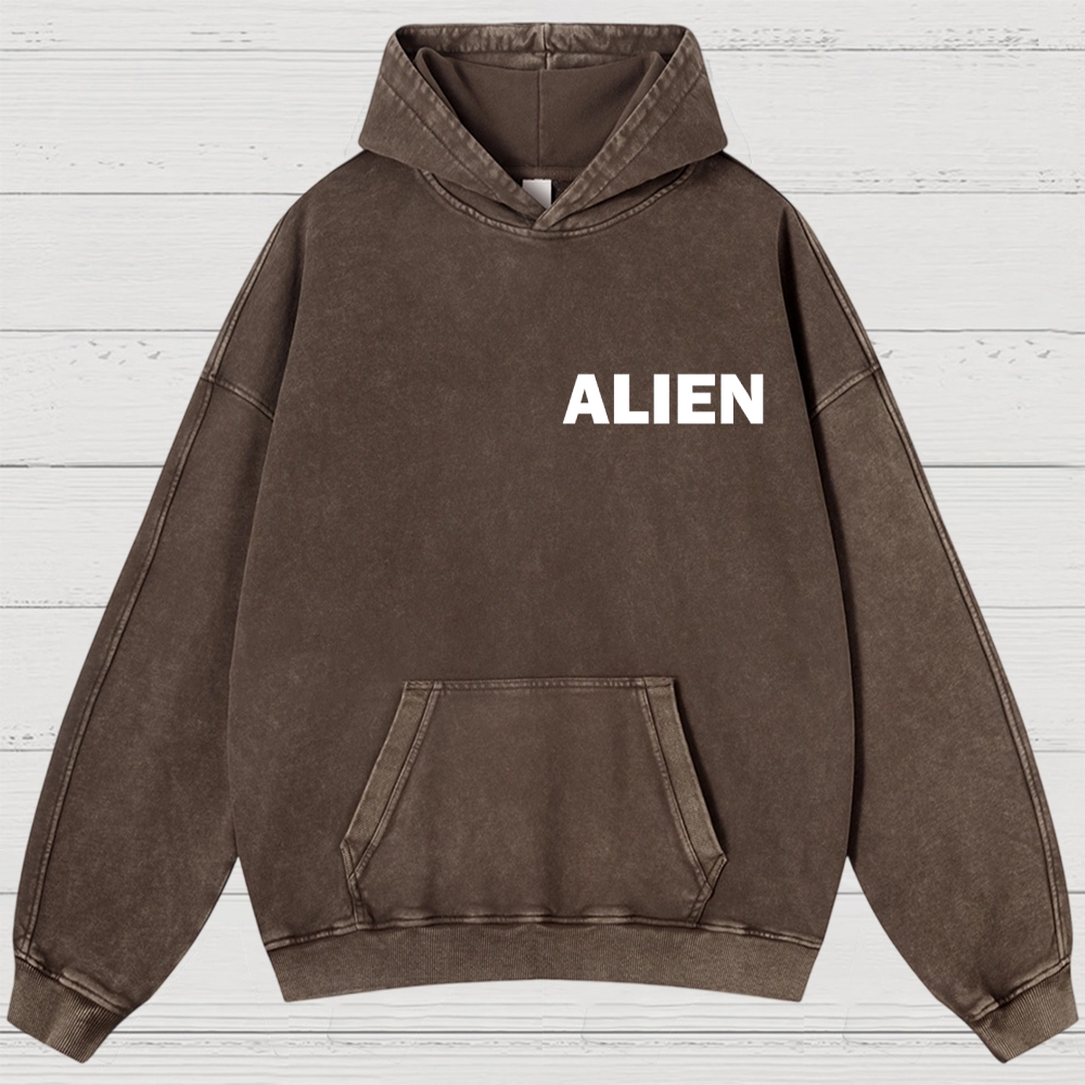 Sci-Fi Horror Creature Diagram Retro Washed Hoodies