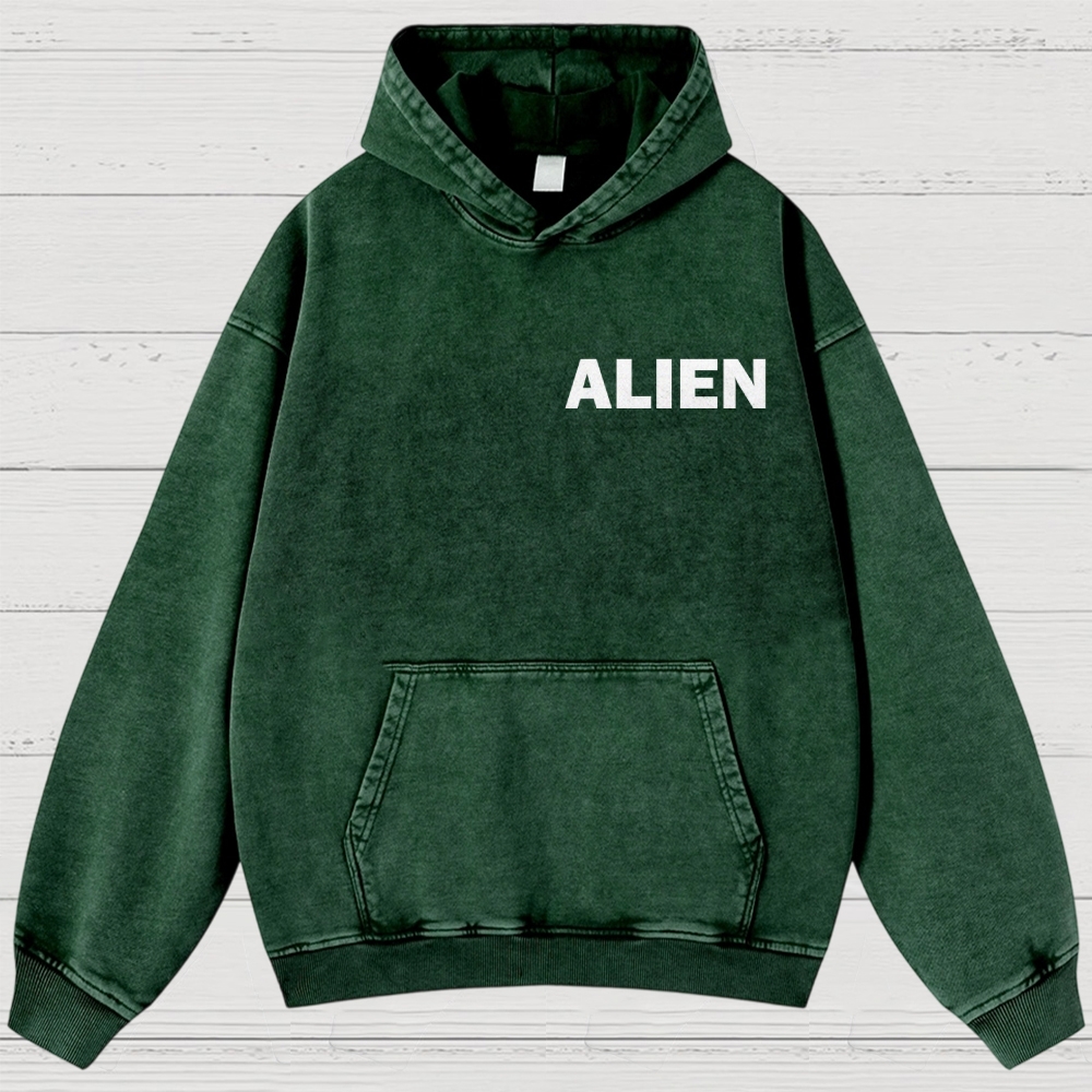 Sci-Fi Horror Creature Diagram Retro Washed Hoodies