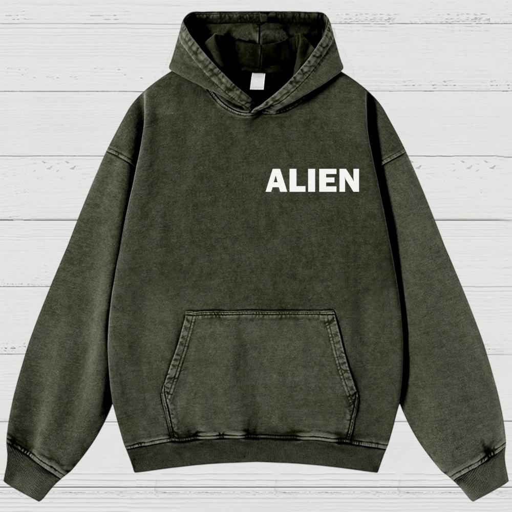 Sci-Fi Horror Creature Diagram Retro Washed Hoodies