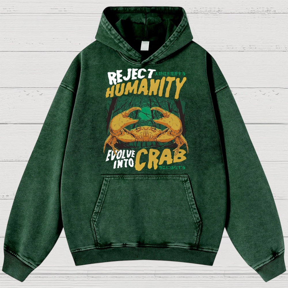 Evolve Into Crab Washed Hoodies