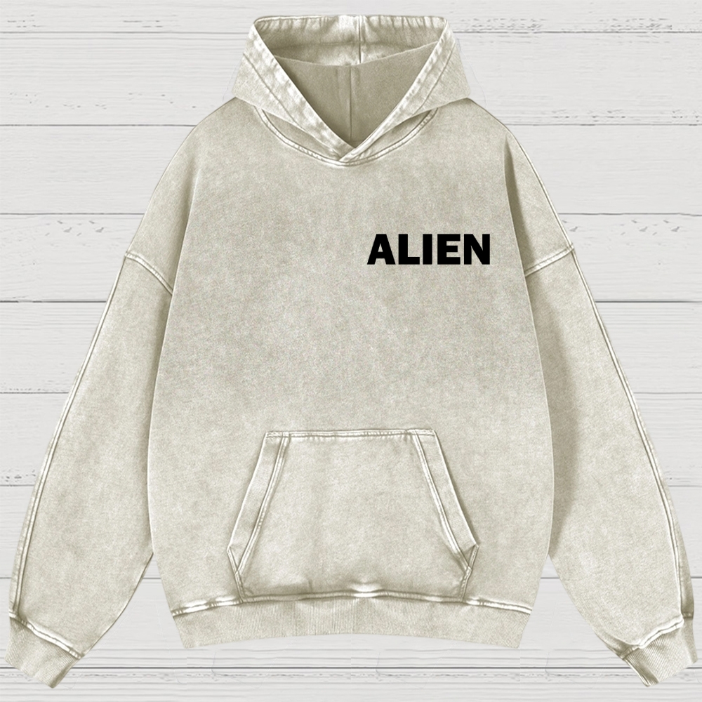 Sci-Fi Horror Creature Diagram Retro Washed Hoodies