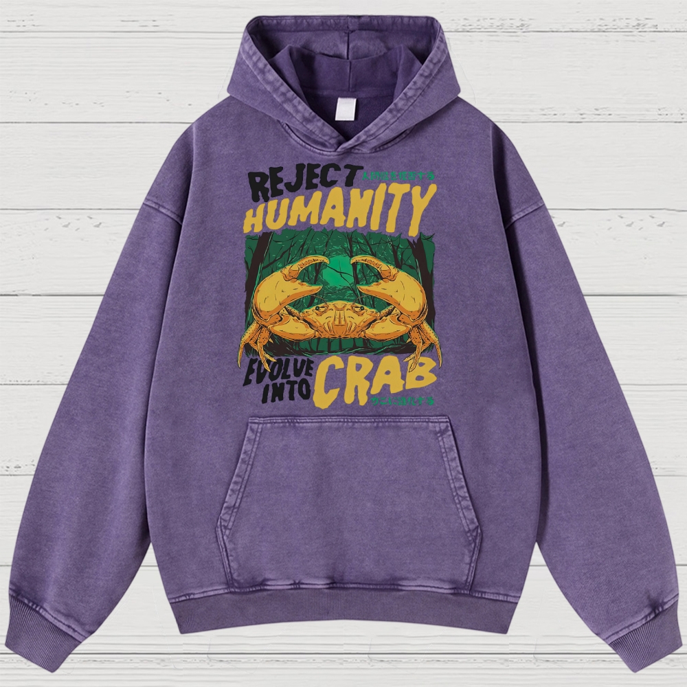 Evolve Into Crab Washed Hoodies