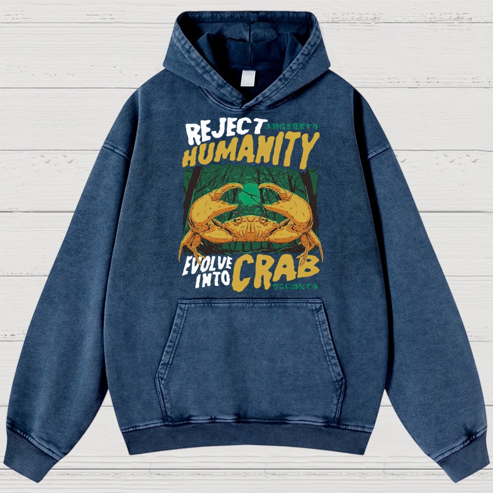 Evolve Into Crab Washed Hoodies