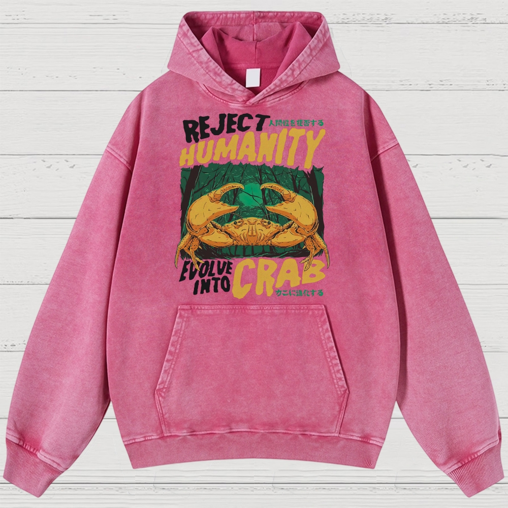 Evolve Into Crab Washed Hoodies