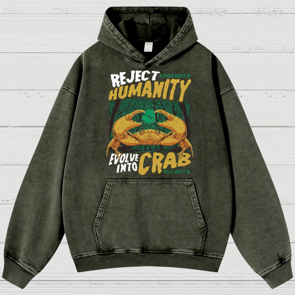 Evolve Into Crab Washed Hoodies