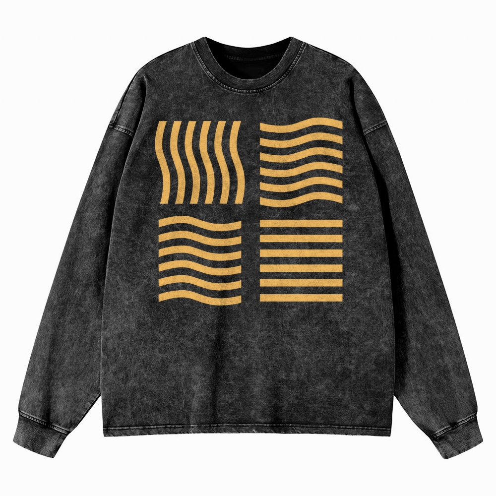 Abstract Optical Perception Washed Long-Sleeved T-Shirt