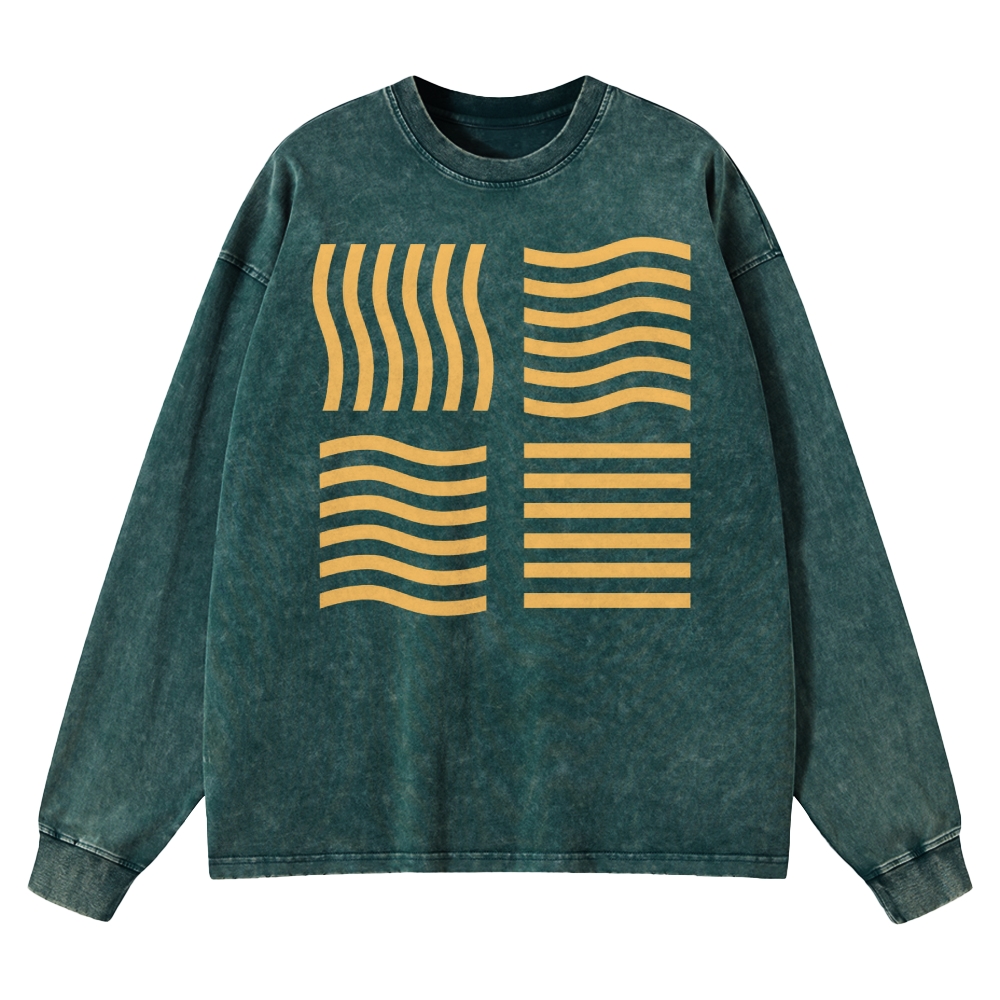 Abstract Optical Perception Washed Long-Sleeved T-Shirt