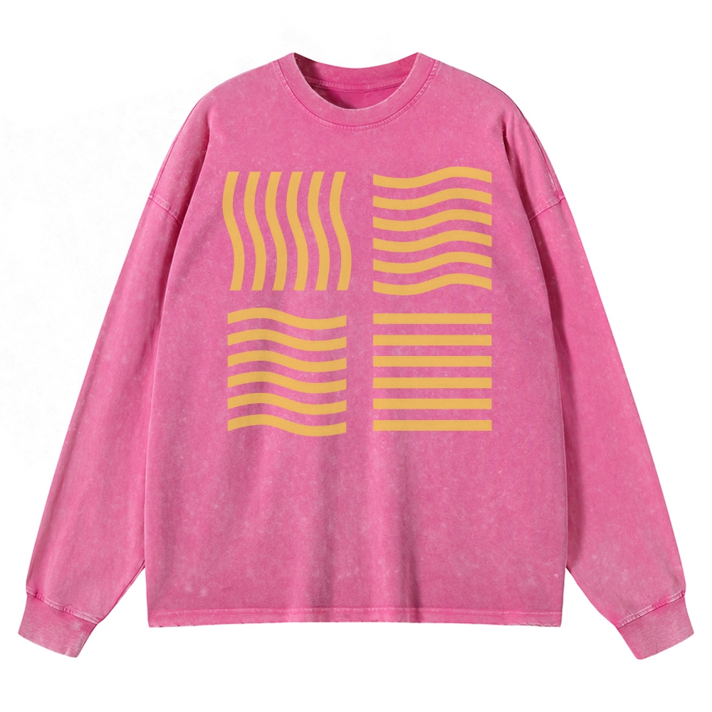 Abstract Optical Perception Washed Long-Sleeved T-Shirt