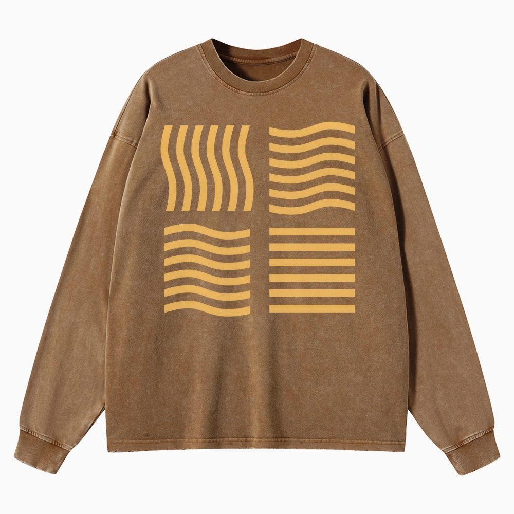 Abstract Optical Perception Washed Long-Sleeved T-Shirt